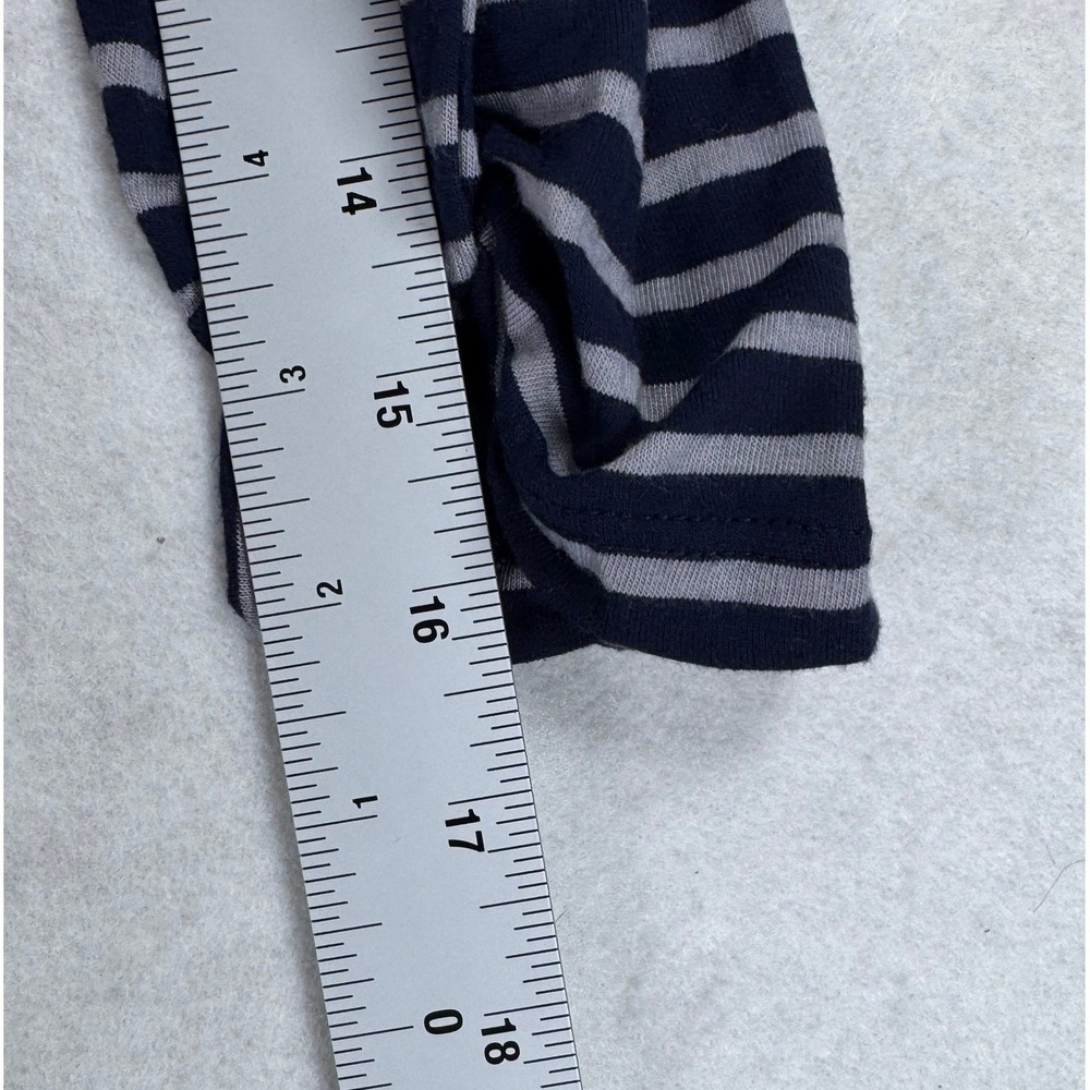 H.I.P. Navy Blue Grey Striped Open Front Cardigan Sharkbite Hem Pockets Medium - Picture 4 of 8